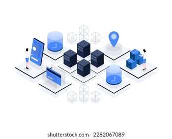 User journey isometric Illustration Flat Color. Suitable for Mobile App, Website, Banner, Diagrams, Presentation, and Other Graphic Assets.