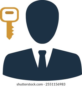 User with key icon, access, personal key, security symbol vector design