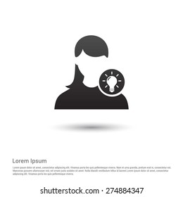 User with Lamp Light Idea Icon