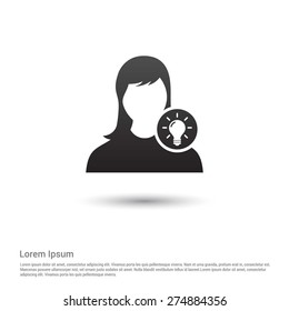 User with Lamp Light Idea Icon