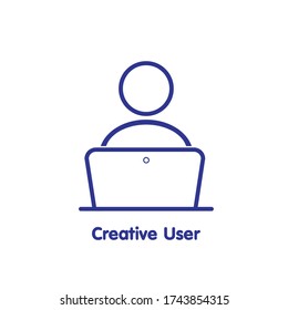 Usuario con icono de laptop. avatar lineal para usuario de Pc