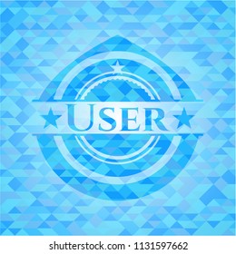 User light blue emblem with mosaic background