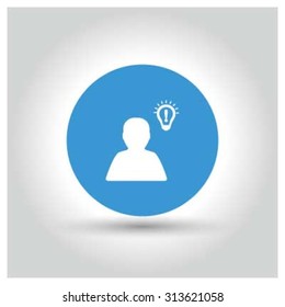 user with light bulb Icon. Blue Business Pictogram. vector illustration