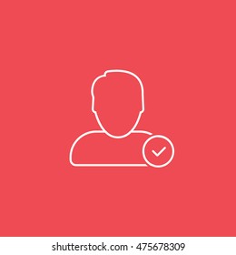 User Line Done Add Icon On Red Background