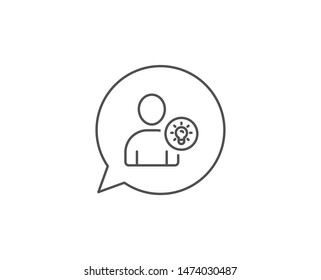 User line icon. Chat bubble design. Profile with Lamp bulb sign. Person silhouette with idea symbol. Outline concept. Thin line user idea icon. Vector