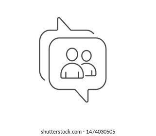 User line icon. Chat bubble design. Couple or Group sign. Person silhouette symbol. Outline concept. Thin line users icon. Vector