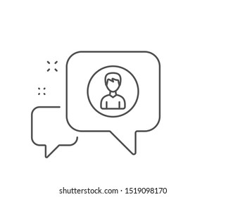 User line icon. Chat bubble design. Profile Avatar sign. Male Person silhouette symbol. Outline concept. Thin line person icon. Vector