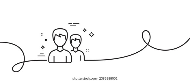 User line icon. Continuous one line with curl. Couple or Group sign. Male Person silhouette symbol. Couple single outline ribbon. Loop curve pattern. Vector