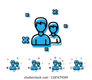 User line icon. Couple or Group sign. Male Person silhouette symbol. Line icon with geometric elements. Bright colourful design. Vector