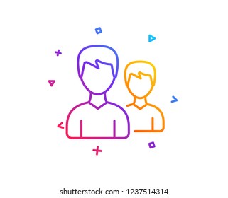 User line icon. Couple or Group sign. Male Person silhouette symbol. Gradient line button. Couple icon design. Colorful geometric shapes. Vector