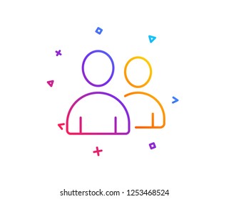 User line icon. Couple or Group sign. Person silhouette symbol. Gradient line button. Users icon design. Colorful geometric shapes. Vector