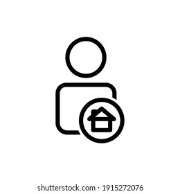User line icon with home. Editable stroke. Simple illustration mobile concept and web design. Design template vector