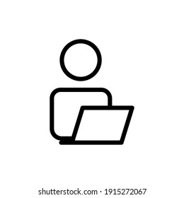 Icono de línea de usuario con portátil. Trazo editable. Simple ilustración de concepto móvil y diseño web. vector de plantilla de diseño