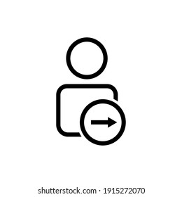 Icono de línea de usuario con el siguiente símbolo de flecha. Trazo editable. Simple ilustración de concepto móvil y diseño web. vector de plantilla de diseño