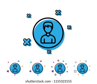 User line icon. Profile Avatar sign. Male Person silhouette symbol. Line icon with geometric elements. Bright colourful design. Vector