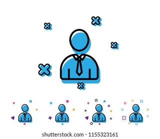 User line icon. Profile Avatar sign. Businessman Person silhouette symbol. Line icon with geometric elements. Bright colourful design. Vector