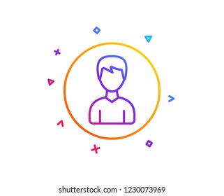 User line icon. Profile Avatar sign. Male Person silhouette symbol. Gradient line button. Person icon design. Colorful geometric shapes. Vector