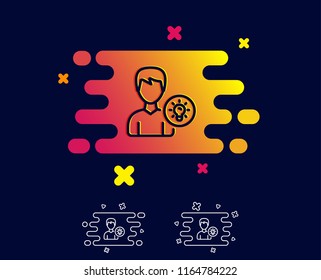 User line icon. Profile with Lamp bulb sign. Male Person silhouette with idea symbol. Gradient banner with line icon. Abstract shape. Vector