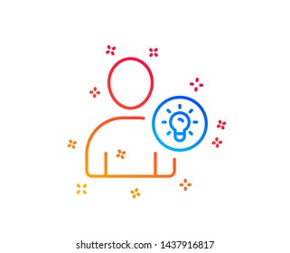 User line icon. Profile with Lamp bulb sign. Person silhouette with idea symbol. Gradient design elements. Linear user idea icon. Random shapes. Vector