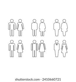 User line icon set. Collection of vector symbol in trendy flat style on white background. ale female profession businessman casual service worker. Line art collection.