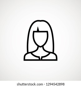 User Line Icon - Woman. Female Vector Flat People Person Profile Avatar in glyph Pictogram Symbol illustration. Male web sign, art object. Silhouette of guy. Avatar picture app.
