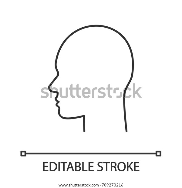 ユーザーの線形アイコン 人間の頭 細い線のイラスト 輪郭輪郭線シンボル 男の顔の側面図 ベクター画像の輪郭描画 編集可能なストローク のベクター画像素材 ロイヤリティフリー