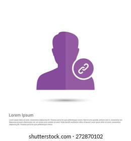 User Link Icon, pictogram icon on white background. Simple flat metro design style. half shade cut icon. Flat design style. Vector illustration