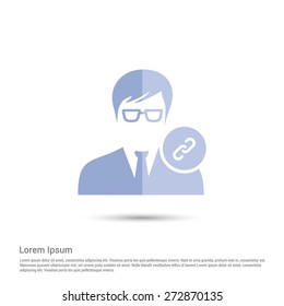 User Link Icon, pictogram icon on white background. Simple flat metro design style. half shade cut icon. Flat design style. Vector illustration