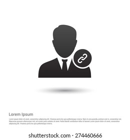 User Link Icon, pictogram icon on gray background.