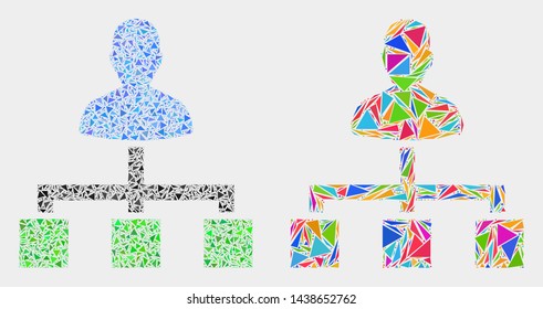 User links collage icon of triangle elements which have various sizes and shapes and colors. Geometric abstract vector illustration of user links.