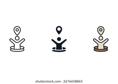 Iconos de la ubicación del usuario aislados en el fondo blanco. Diseño de estilo plano