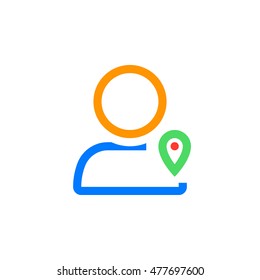 user location line icon, outline vector logo illustration, linear colorful pictogram isolated on white