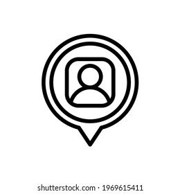 Icono de pin de ubicación de usuario con estilo de línea. Icono de vector marcador de posición