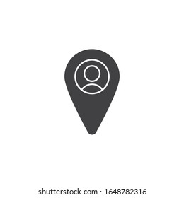 User location pin vector icon. filled flat sign for mobile concept and web design. Person Map marker glyph icon. Symbol, logo illustration. Vector graphics