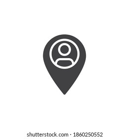 User location pin vector icon. filled flat sign for mobile concept and web design. Person pointer, map pin glyph icon. Symbol, logo illustration. Vector graphics