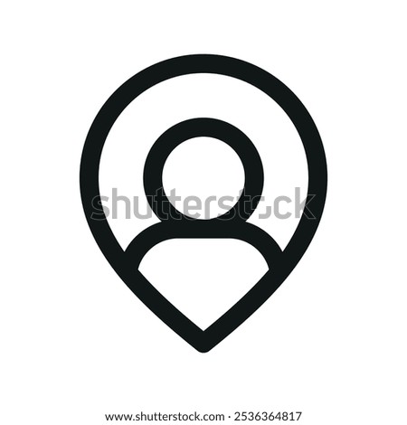 User location UI icon, person map marker simple line user interface vector symbol