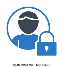 user lock glyph double color icon 