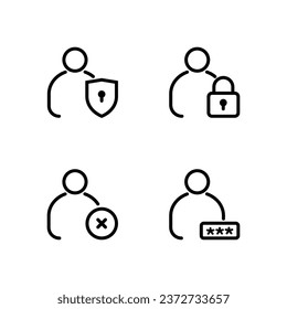 User lock symbol icon set. Mini line perfect icon vector.