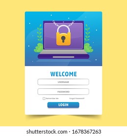 User log in form for website or social media with illustration