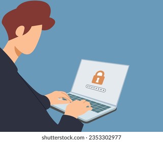 user is logging in with a username and password public cyber security concept data protection