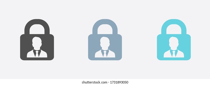 User login or authenticate icon. Flat design style. Icon of lock. 