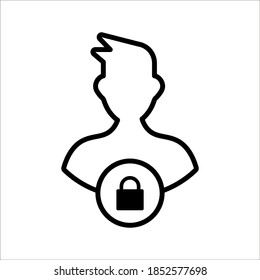 User login or authenticate icon, Internet privacy protection icon. Password protected. color editable