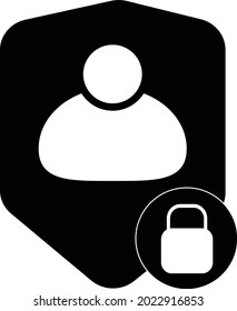 Inicio de sesión del usuario o icono de autenticación en fondo blanco. Signo de protección del usuario. Símbolo de protección personal. Contraseña protegida. estilo plano.