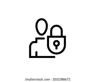 User login or authenticate icon, vector. Personal protection icon. block user with padlock icon vector, filled flat sign, solid pictogram isolated on white. Account security symbol, logo illustration.