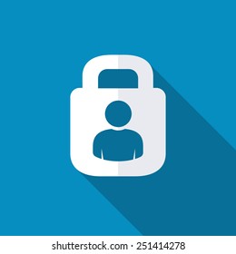User login or authenticate icon, vector. Flat design style with long shadow