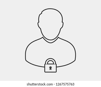User login or authenticate line icon on gray background. 