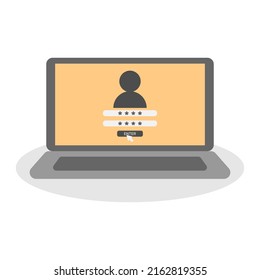 User login concept on laptop in minimal cartoon style