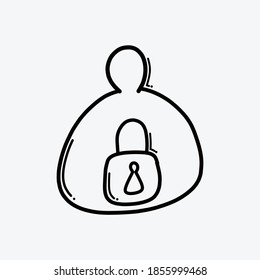 user login doodle vector icon. Drawing sketch illustration hand drawn line.