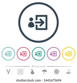 User login flat color icons in round outlines. 6 bonus icons included.
