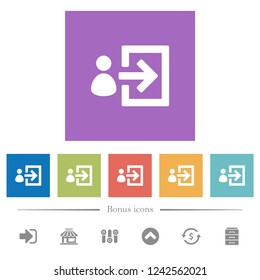 User login flat white icons in square backgrounds. 6 bonus icons included.